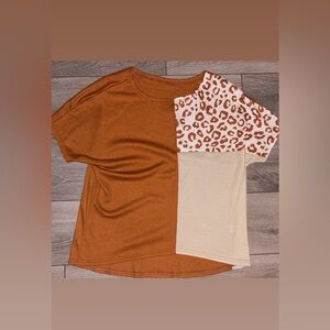 Shein Women’s Large Color block Animal Print Short Sleeved Blouse EUC Dressy